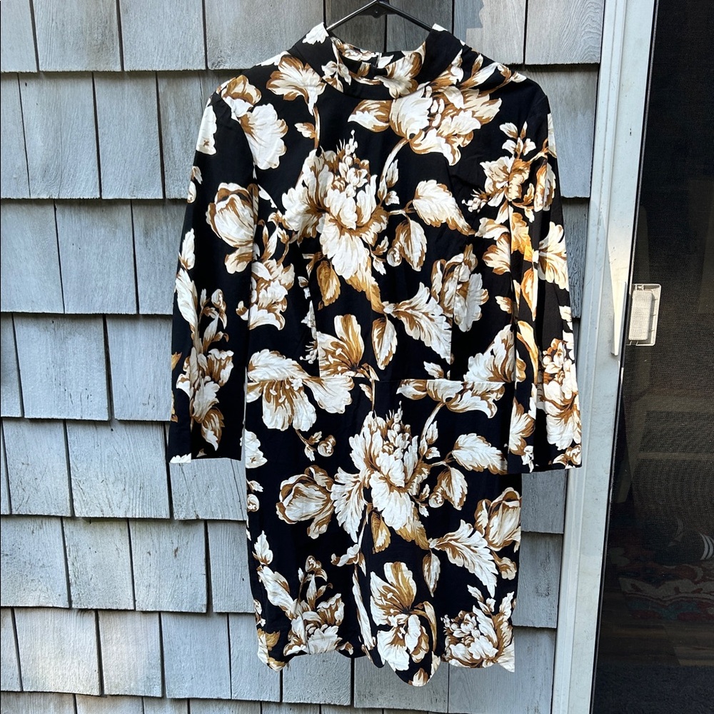 Maeve Black and Cream Floral Mini Dress